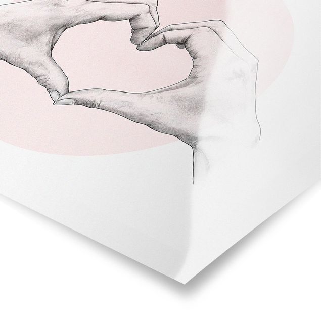 Cuadros Laura Graves Arte Illustration Heart Hands Circle Pink White