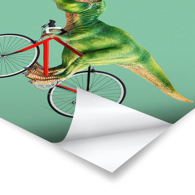 Cuadros verdes Dinosaur With Bicycle