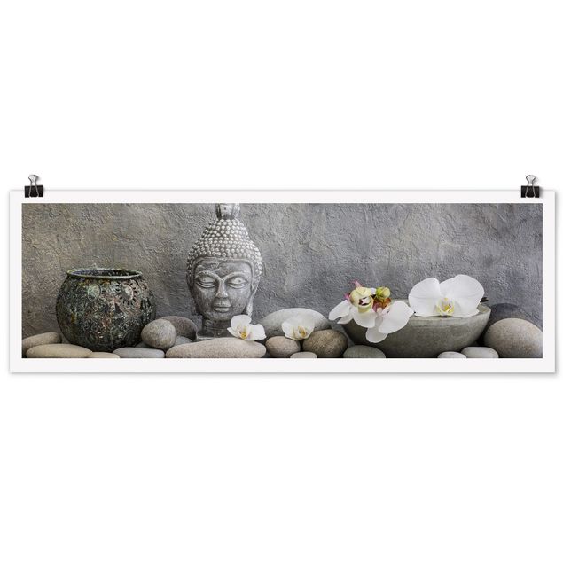 Reproducciónes de cuadros Zen Buddha With White Orchids