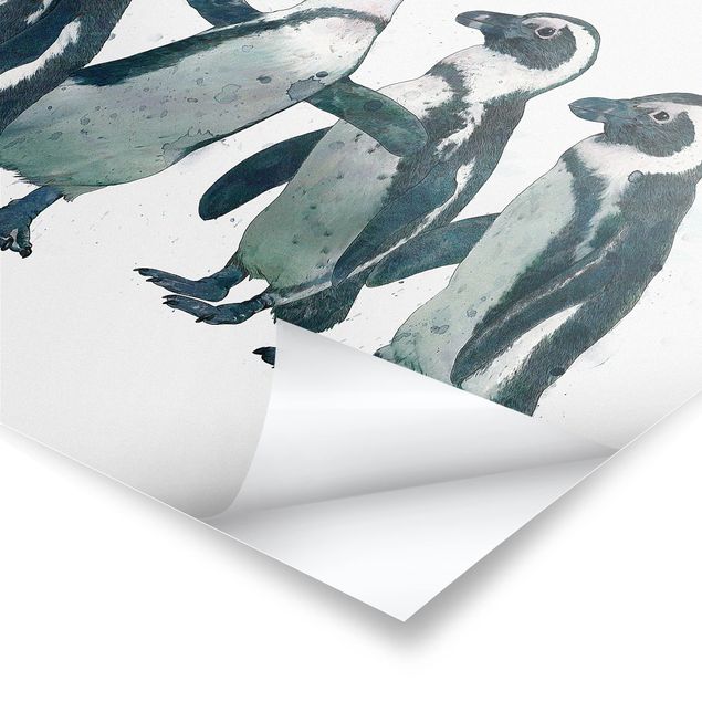 Cuadros modernos Illustration Penguins Black And White Watercolour