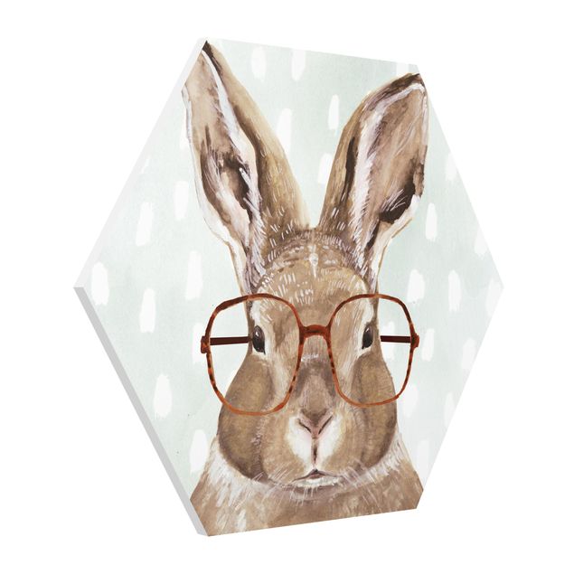 Cuadros en tonos beige y marrón Animals With Glasses - Rabbit