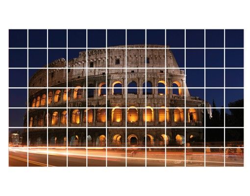 Vinilo azulejos cocina Colosseum in Rome at night
