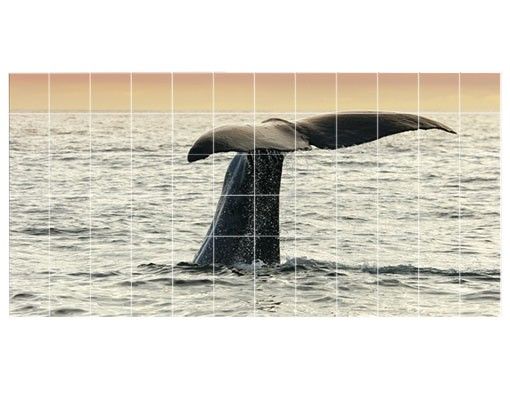 Vinilo azulejos cocina Diving Whale