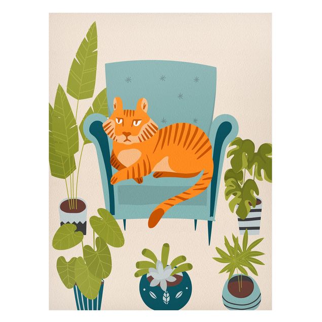 Cuadro con gato Domestic Mini Tiger Illustration