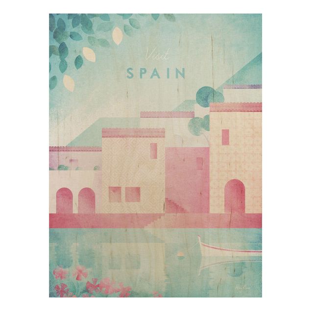 cuadro vintage madera Travel Poster - Spain
