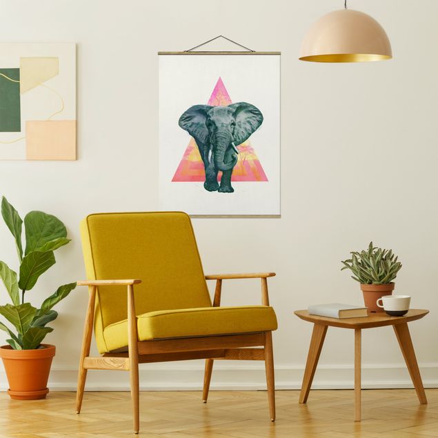 Cuadro elefante colores Illustration Elephant Front Triangle Painting