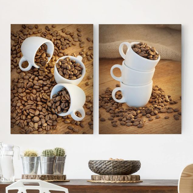 Decoración de cocinas 3 espresso cups with coffee beans