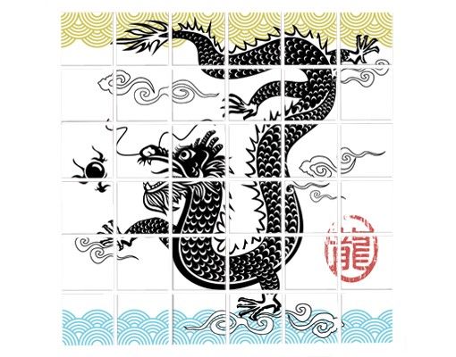 Adhesivos para azulejos Asian Dragon