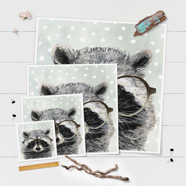 Cuadros Animals With Glasses - Raccoon