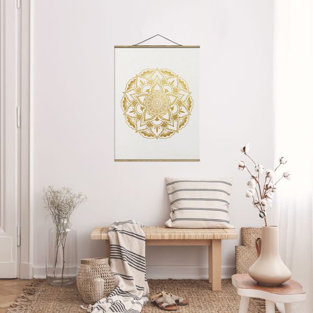 Cuadros de mandalas para dormitorios Mandala Illustration Ornament White Black