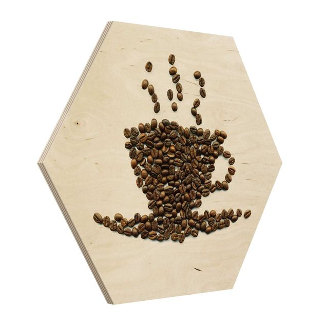 Hexagon Bild Holz - Coffee Beans Cup