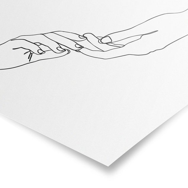 Cuadros famosos Line Art Hands Touching Black And White