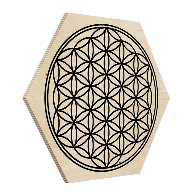 Hexagon Bild Holz - Blume des Lebens