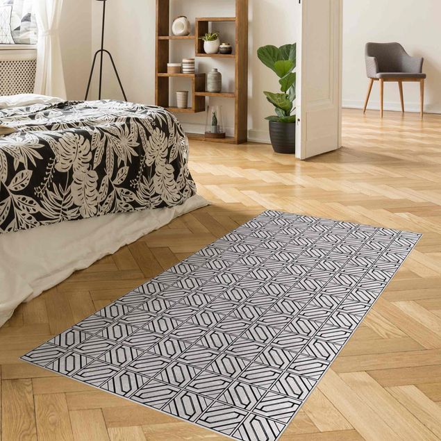 Pasilleros alfombras Tile Pattern Rhomboidal Geometry Black