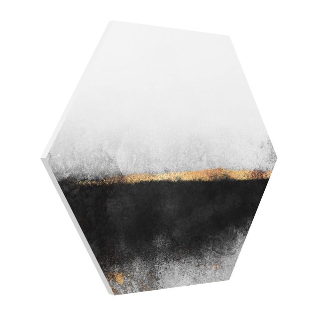 Cuadros abstractos Abstract Golden Horizon Black And White