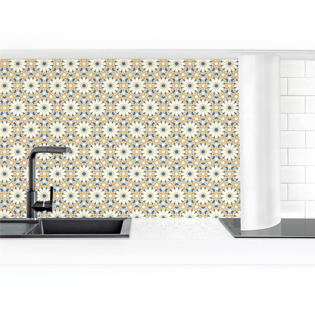 revestimiento pared cocina Oriental Patterns With Yellow Stars