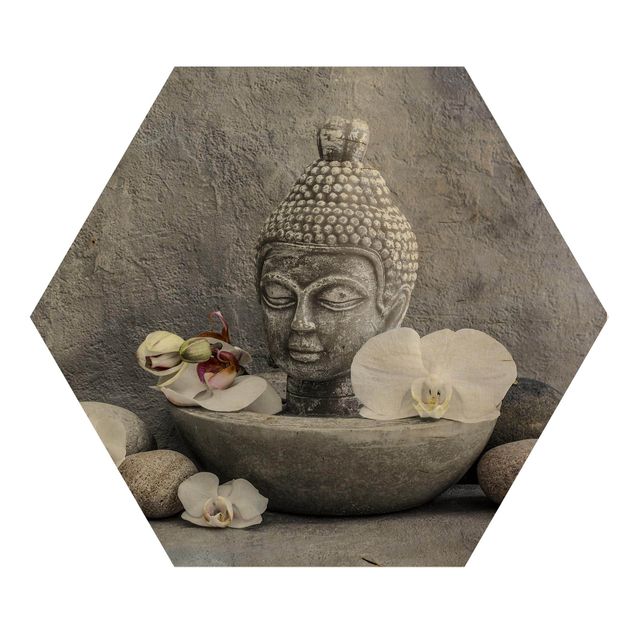 Cuadros modernos Zen Buddha, Orchids And Stones