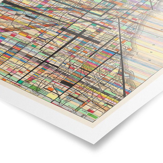 Cuadro multicolor Modern Map Of Chicago
