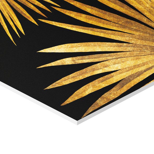 cuadro hexagonal Gold - Tropical Vibes On Black Set II