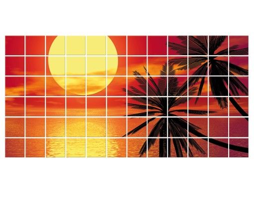 Adhesivos para azulejos en rojo Caribbean sunset