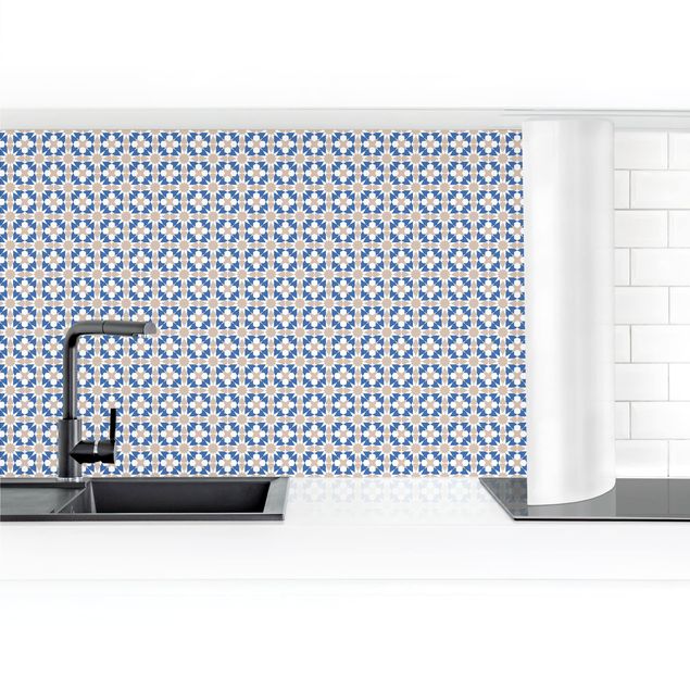 revestimiento pared cocina Oriental Patterns With Blue Stars