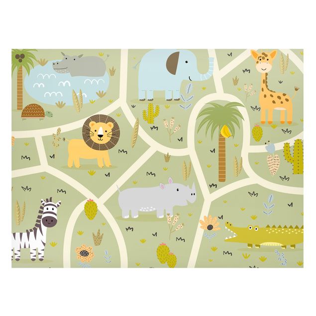 Decoración infantil pared Playoom Mat Safari - So Many Different Animals
