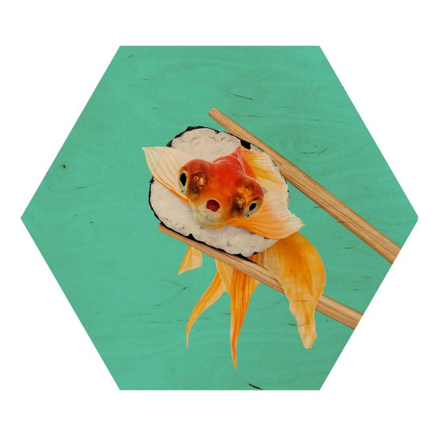 cuadros hexagonales Sushi With Goldfish