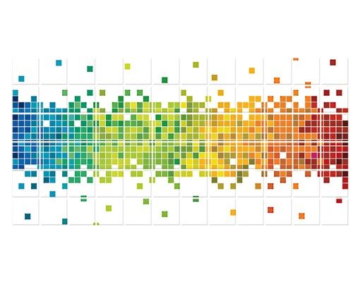Adhesivos para azulejos patrones Pixel Rainbow