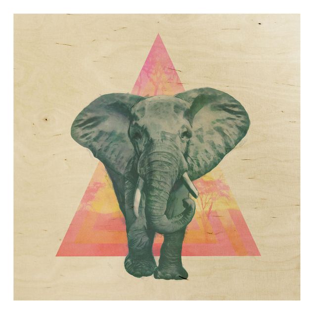 Cuadros modernos Illustration Elephant Front Triangle Painting