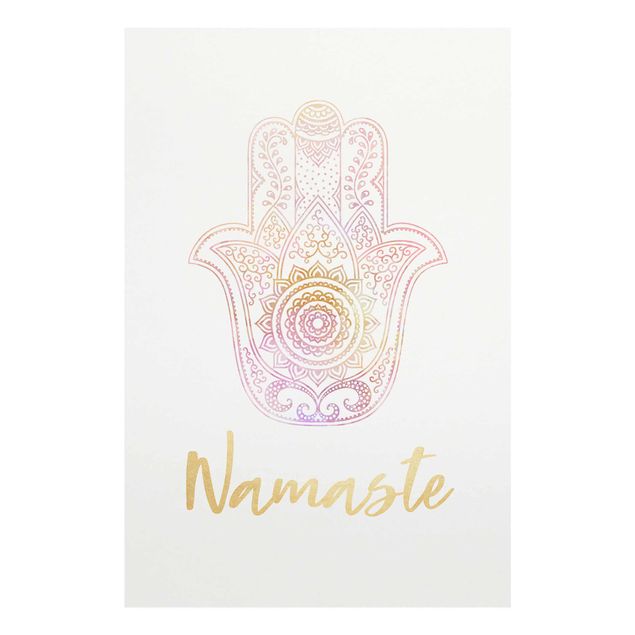 Cuadros decorativos Hamsa Hand Illustration Namaste Gold Light Pink