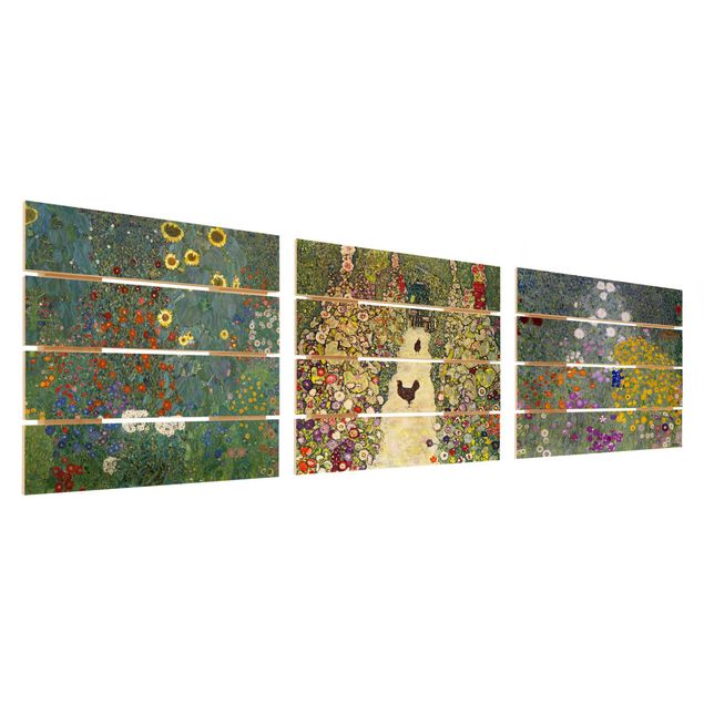 Cuadros de madera flores Gustav Klimt - In The Garden