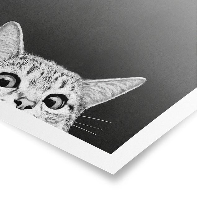 Póster cuadros famosos Illustration Cat Black And White Drawing
