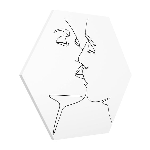 Reproducciónes de cuadros Line Art Kiss Faces Black And White