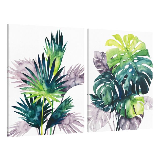 Cuadros flores Exotic Foliage - Fan Palm And Monstera Set I
