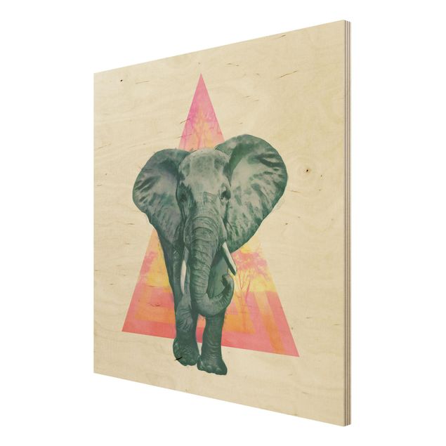 Cuadros Laura Graves Arte Illustration Elephant Front Triangle Painting