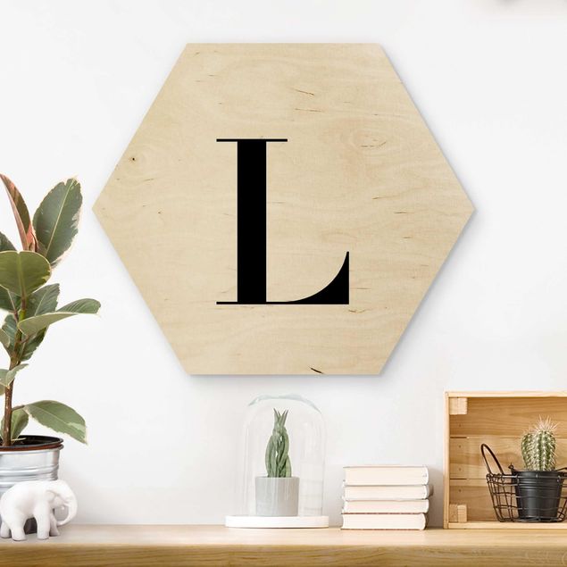 Cuadros de madera con frases Letter Serif White L