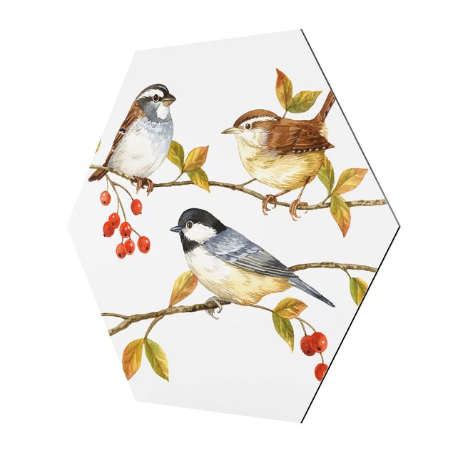 cuadros hexagonales Birds And Berries - Tits
