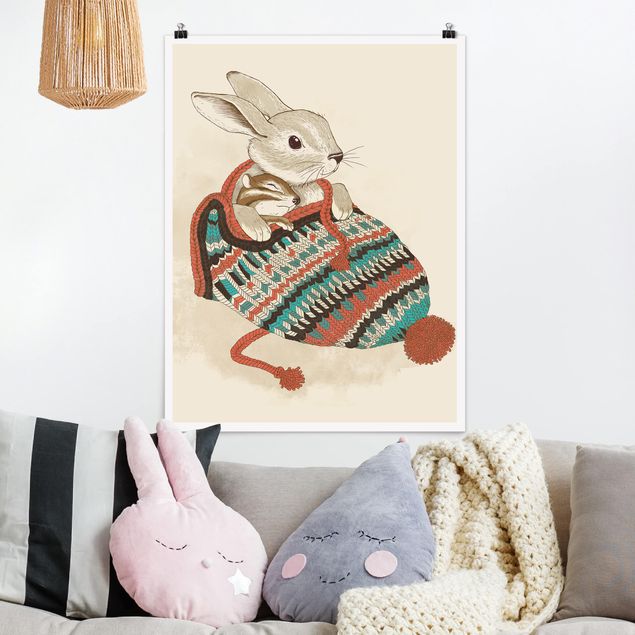 Decoración de cocinas Illustration Cuddly Santander Rabbit In Hat