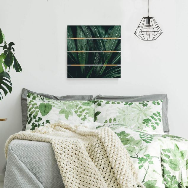 Cuadros de madera flores Green Palm Leaves