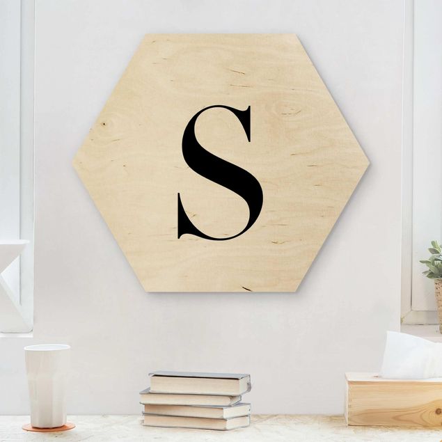 Cuadros de madera con frases Letter Serif White S