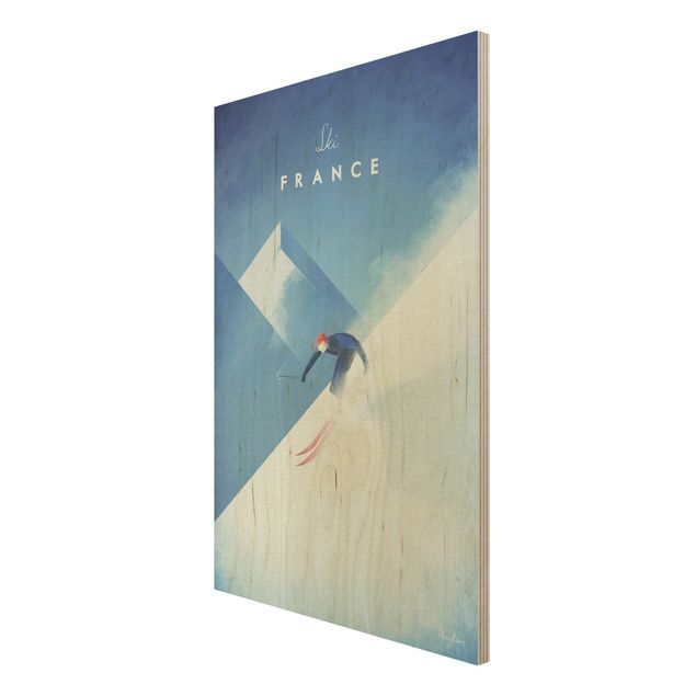 cuadros de madera vintage Travel Poster - Ski In France