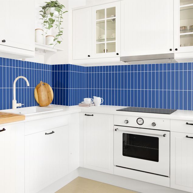 Salpicadero cocina adhesivo monocromático Subway Tiles - Blue
