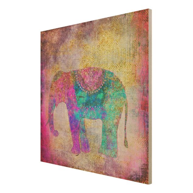 Cuadros modernos Colourful Collage - Indian Elephant