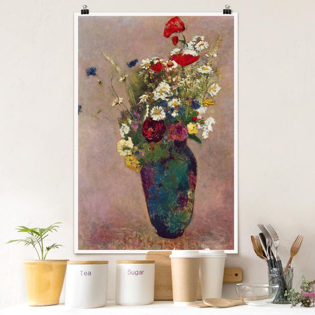 Cuadros amapolas Odilon Redon - Flower Vase with Poppies
