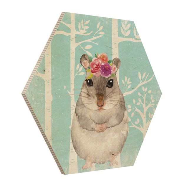 Cuadros animales Watercolor Hamster Turquoise