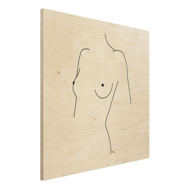 Decoración de cocinas Line Art Nude Bust Woman Black And White