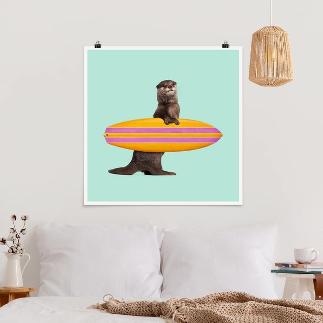 Decoración infantil pared Otter With Surfboard
