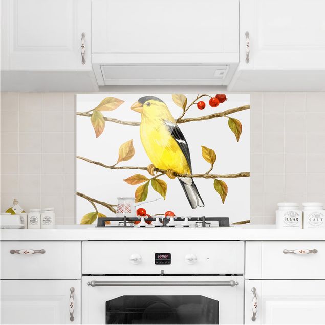 panel-antisalpicaduras-cocina Birds And Berries - American Goldfinch