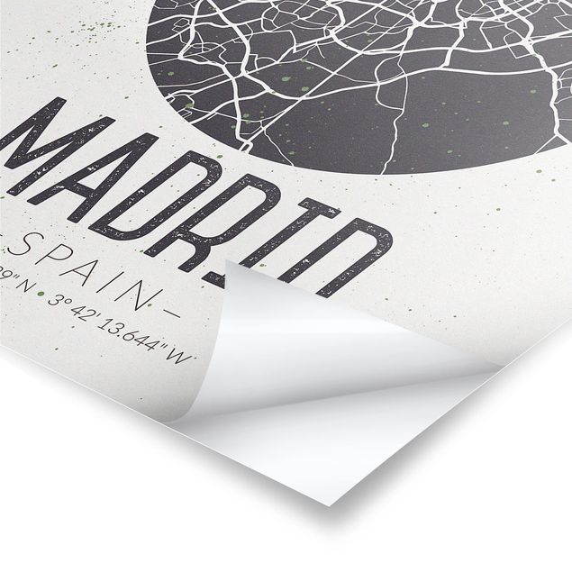 Cuadros modernos Madrid City Map - Retro