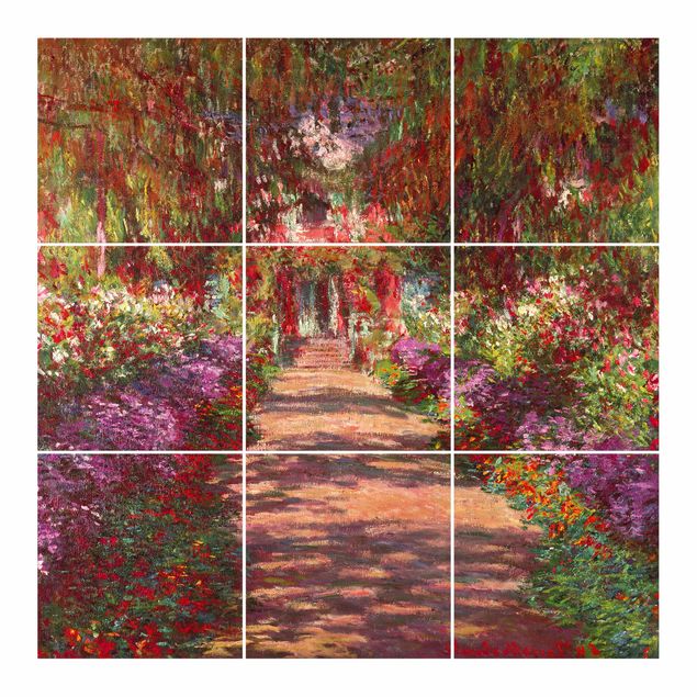 Adhesivos para azulejos en verde Claude Monet - Pathway In Monet's Garden At Giverny